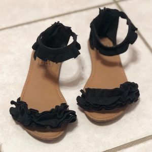 Toddler girl black ruffle sandals